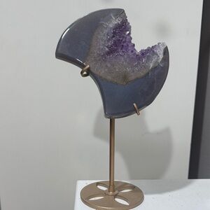 Purple Geode Sculpture on Gold Stand